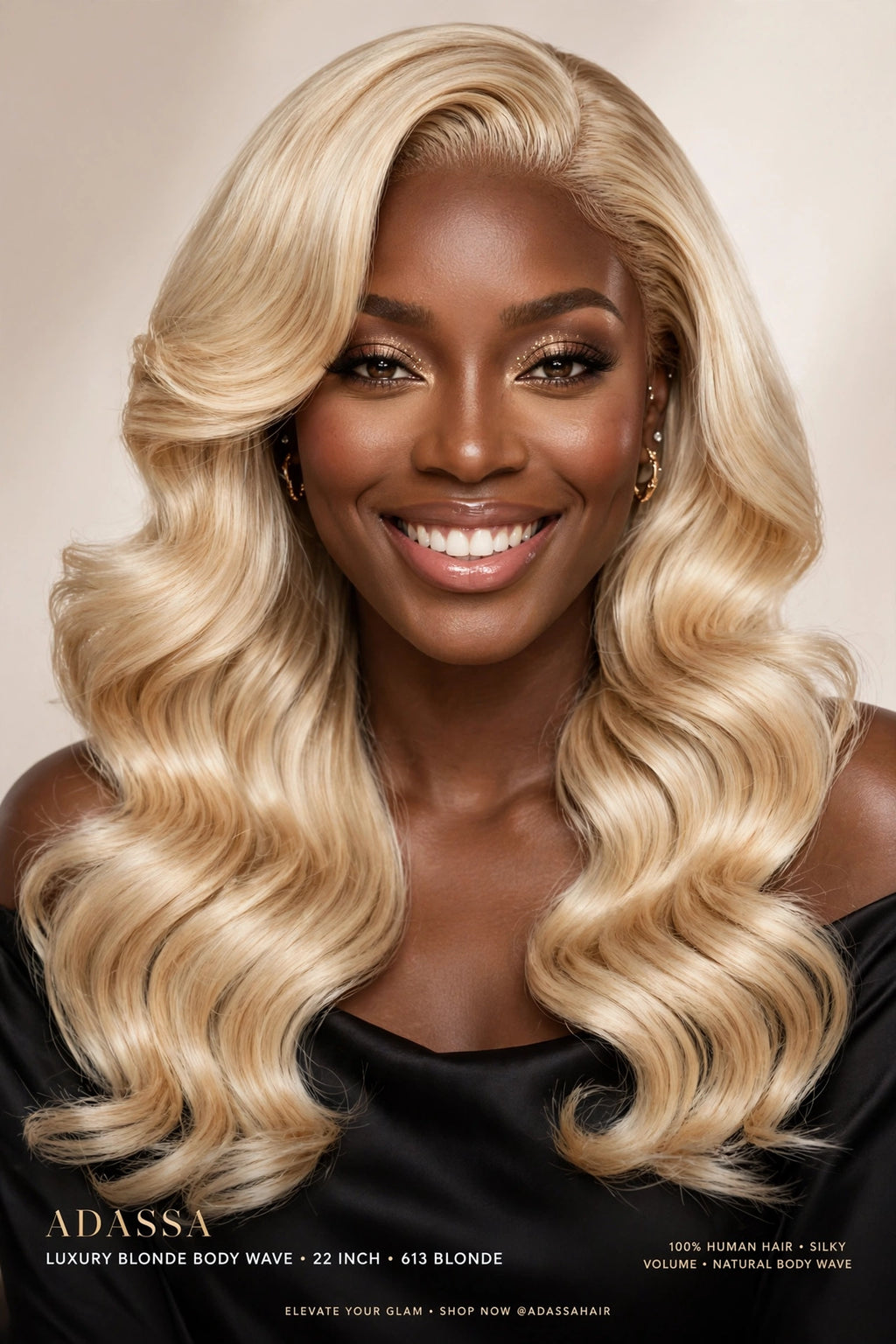 ADASSA 13X4 Lace Front Wig Body Wave 22 Inch-Human Hair Blonde