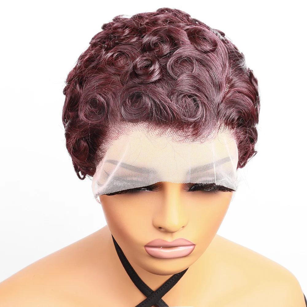 Pixie Cut Curly Wig-Short Lace Front Human Hair