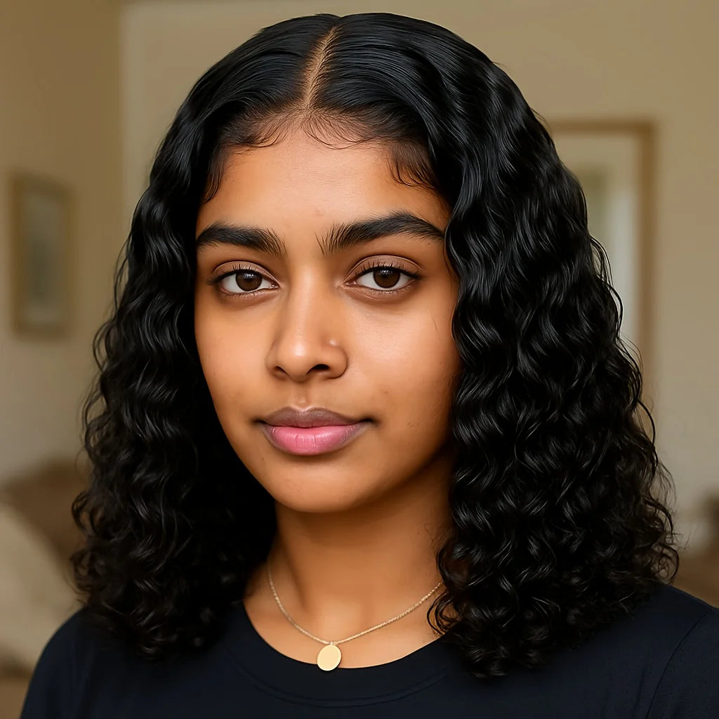 Curly Bob Wig-Brazillian Human Hair-Short Lace Front
