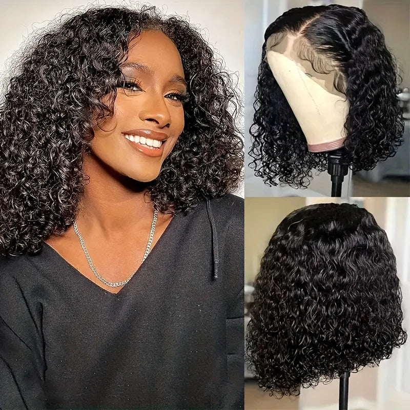 Curly Bob Wig-Brazillian Human Hair-Short Lace Front