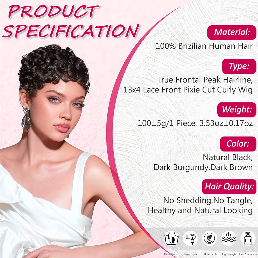 Pixie Cut Curly Wig-Short Lace Front Human Hair