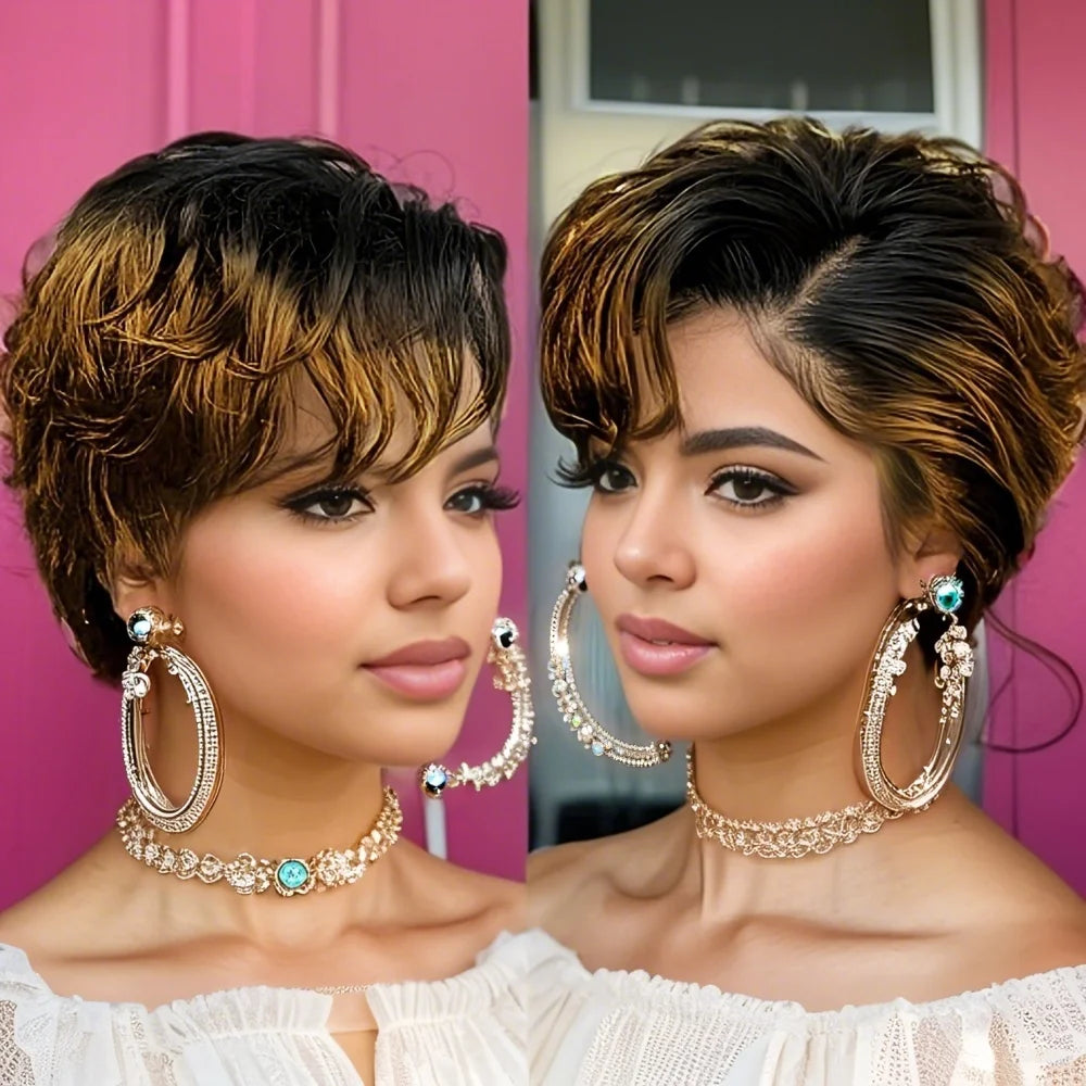 Short Pixie Lace Wig-Natural Human Hair