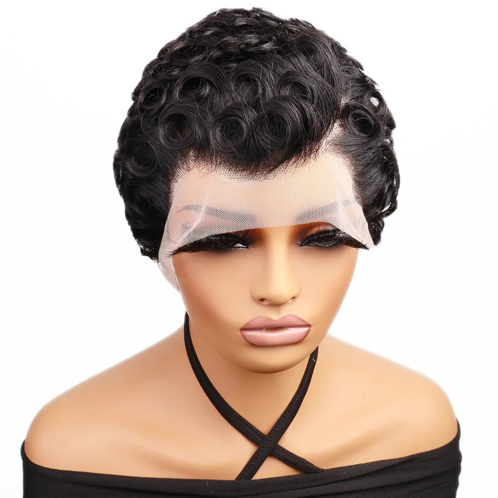 Pixie Cut Curly Wig-Short Lace Front Human Hair