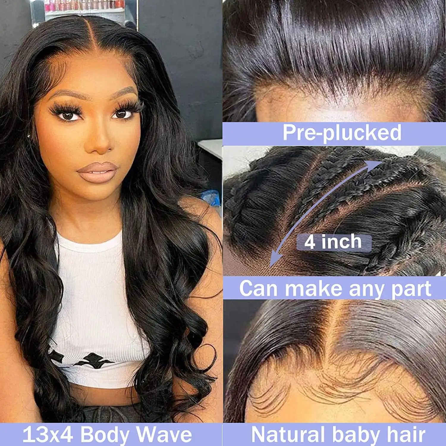 13X4 Lace Frontal Human Hair Wigs For Women 28 Inch  Brazilian Body Wave Lace Front Wig Pre-plucked Hairline with Baby Hair Wigs