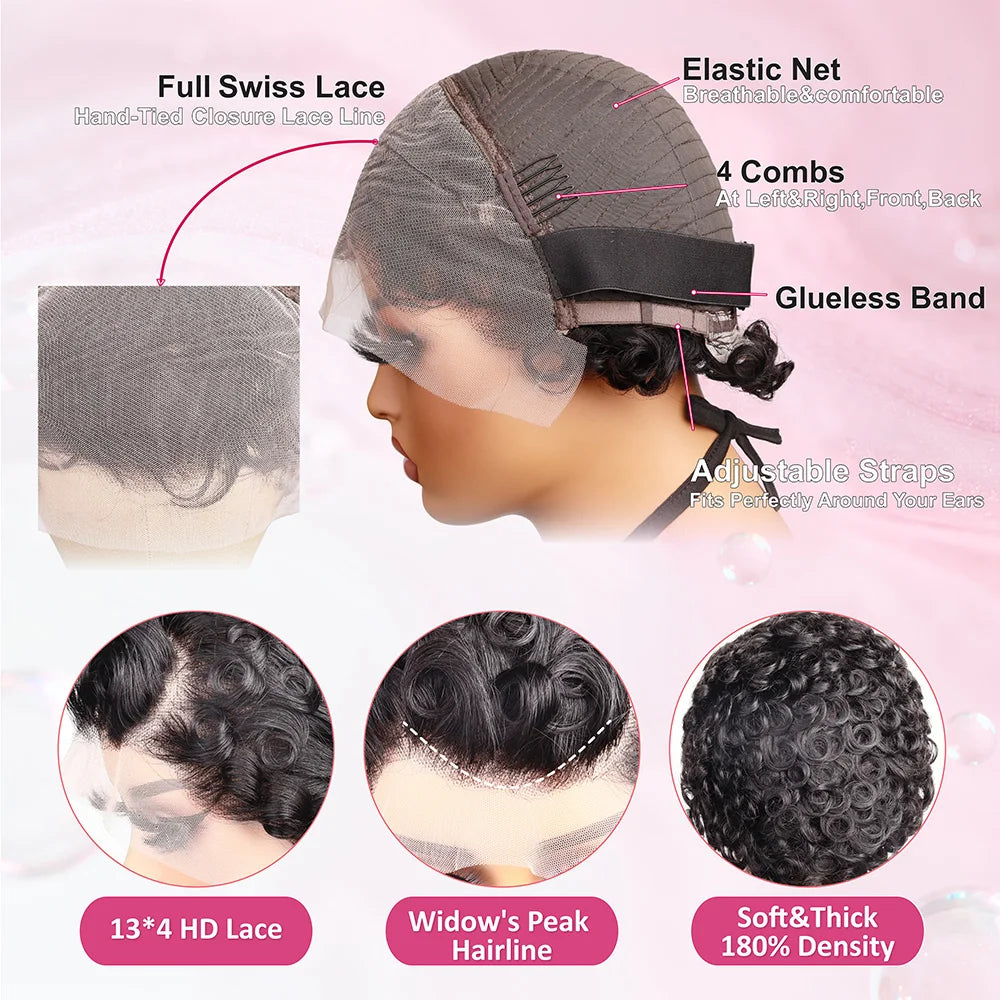 Pixie Cut Curly Wig-Short Lace Front Human Hair