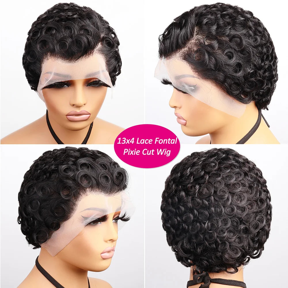 Pixie Cut Curly Wig-Short Lace Front Human Hair