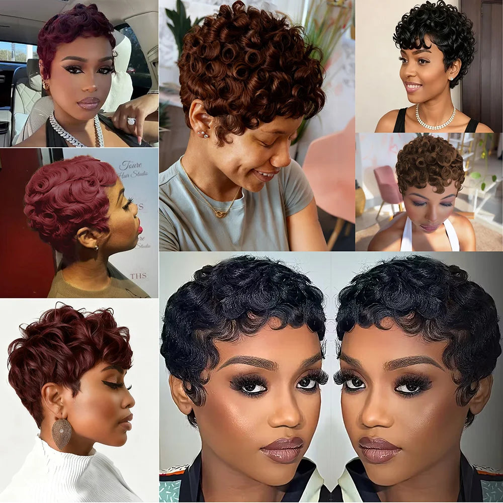 Pixie Cut Curly Wig-Short Lace Front Human Hair