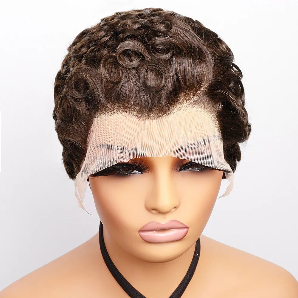 Pixie Cut Curly Wig-Short Lace Front Human Hair