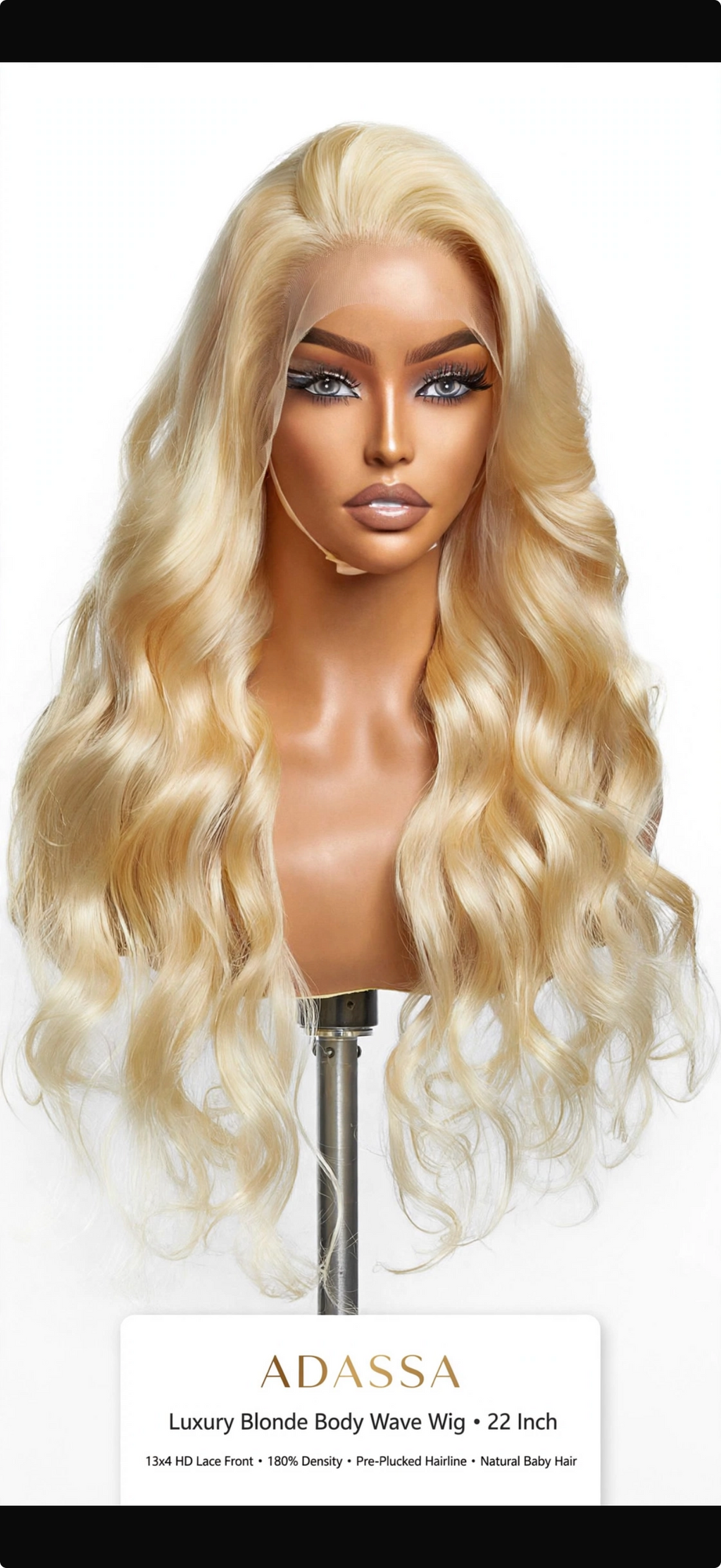 ADASSA 13X4 Lace Front Wig Body Wave 22 Inch-Human Hair Blonde