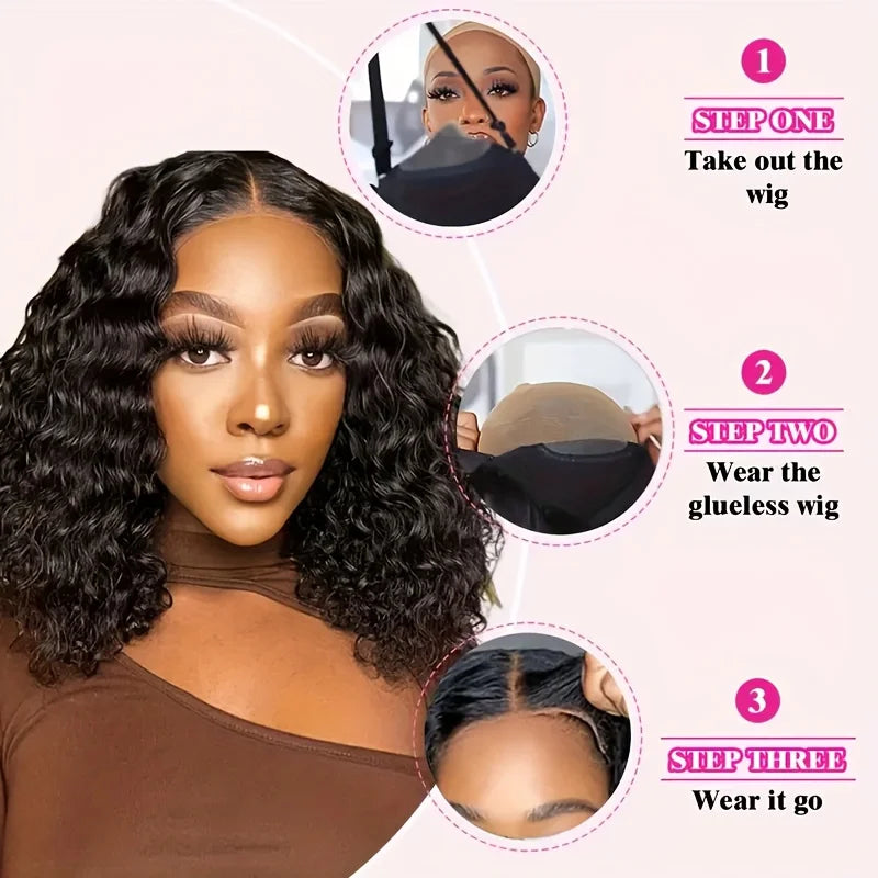 Curly Bob Wig-Brazillian Human Hair-Short Lace Front